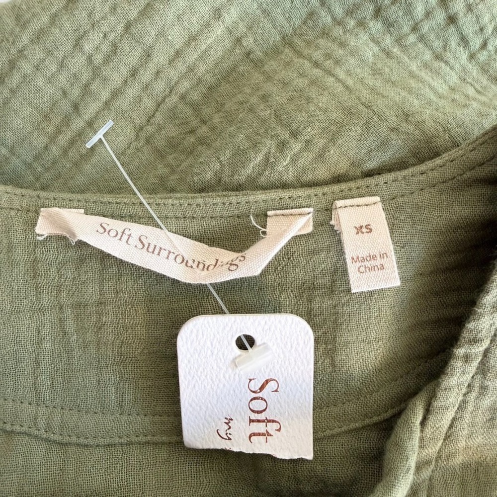 Soft Surroundings Textured Cotton Gauze Maxi Dress XS Modest Boho Earthy - Picture 11 of 12